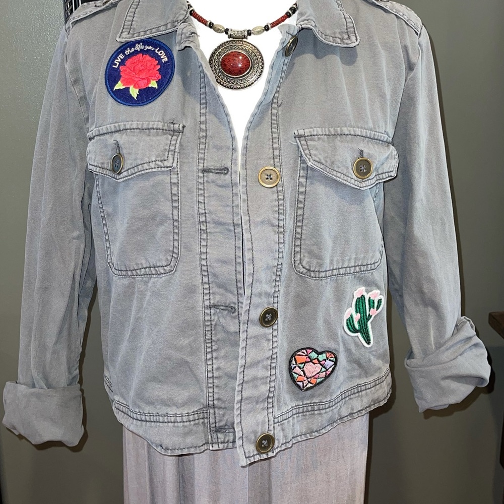 Mossimo supply company gray Jean jacket size large